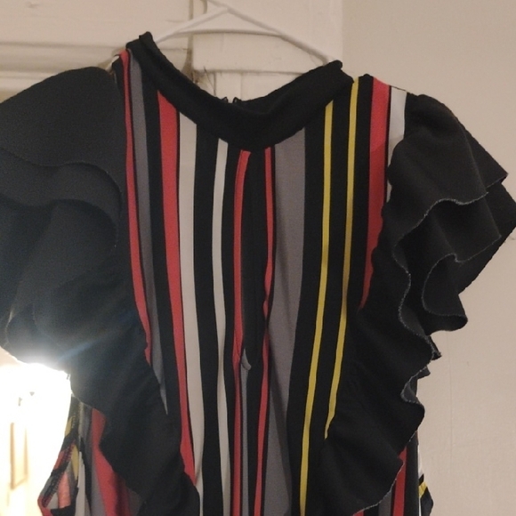 Susana Monaco Multicolor Striped  ruffle Dress 20 inches p2p 41 inch long - Picture 7 of 8